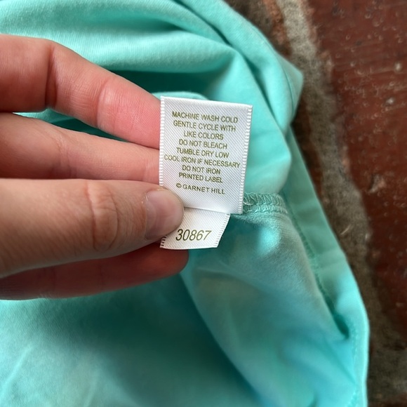 Garnet Hill Faux Wrap Aqua Blue Short Sleeve T-shirt Dress - Picture 4 of 5